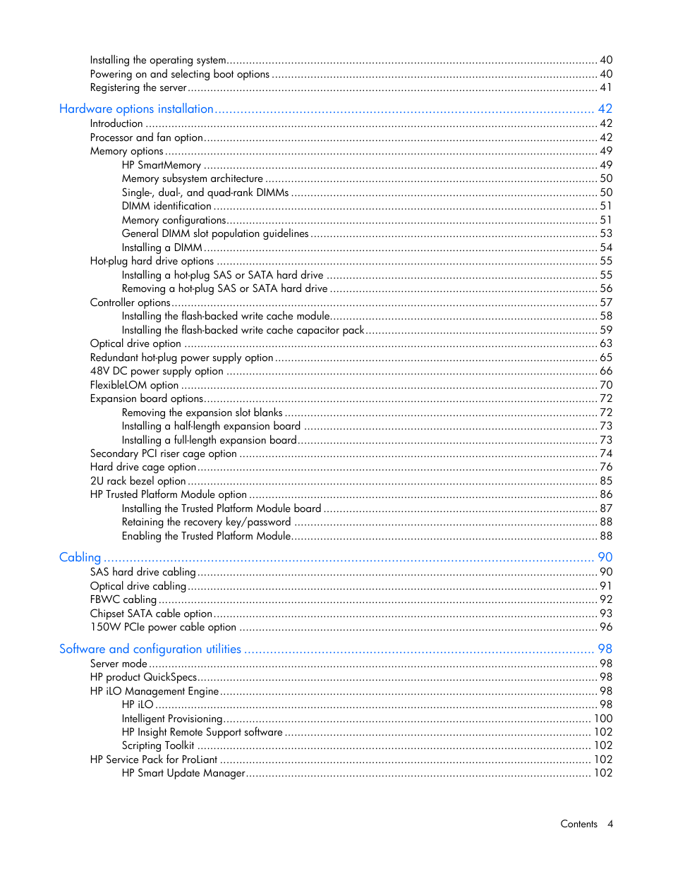 HP ProLiant DL380p Gen8 Server User Manual | Page 4 / 134