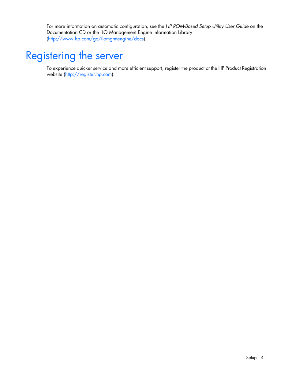 Registering the server | HP ProLiant DL380p Gen8 Server User Manual | Page 41 / 134