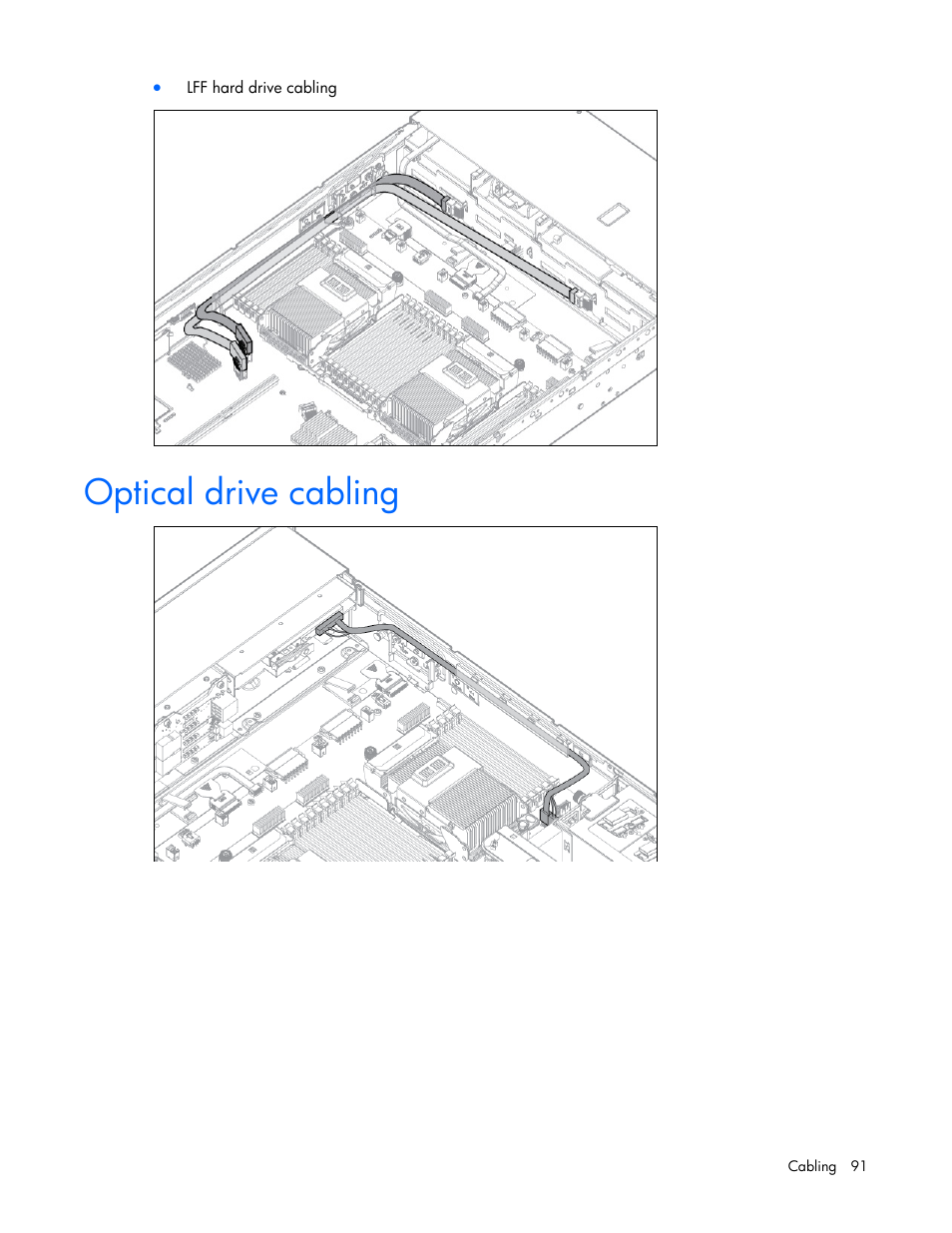 Optical drive cabling | HP ProLiant DL380p Gen8 Server User Manual | Page 91 / 134