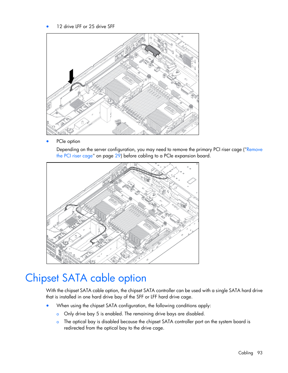 Chipset sata cable option | HP ProLiant DL380p Gen8 Server User Manual | Page 93 / 134