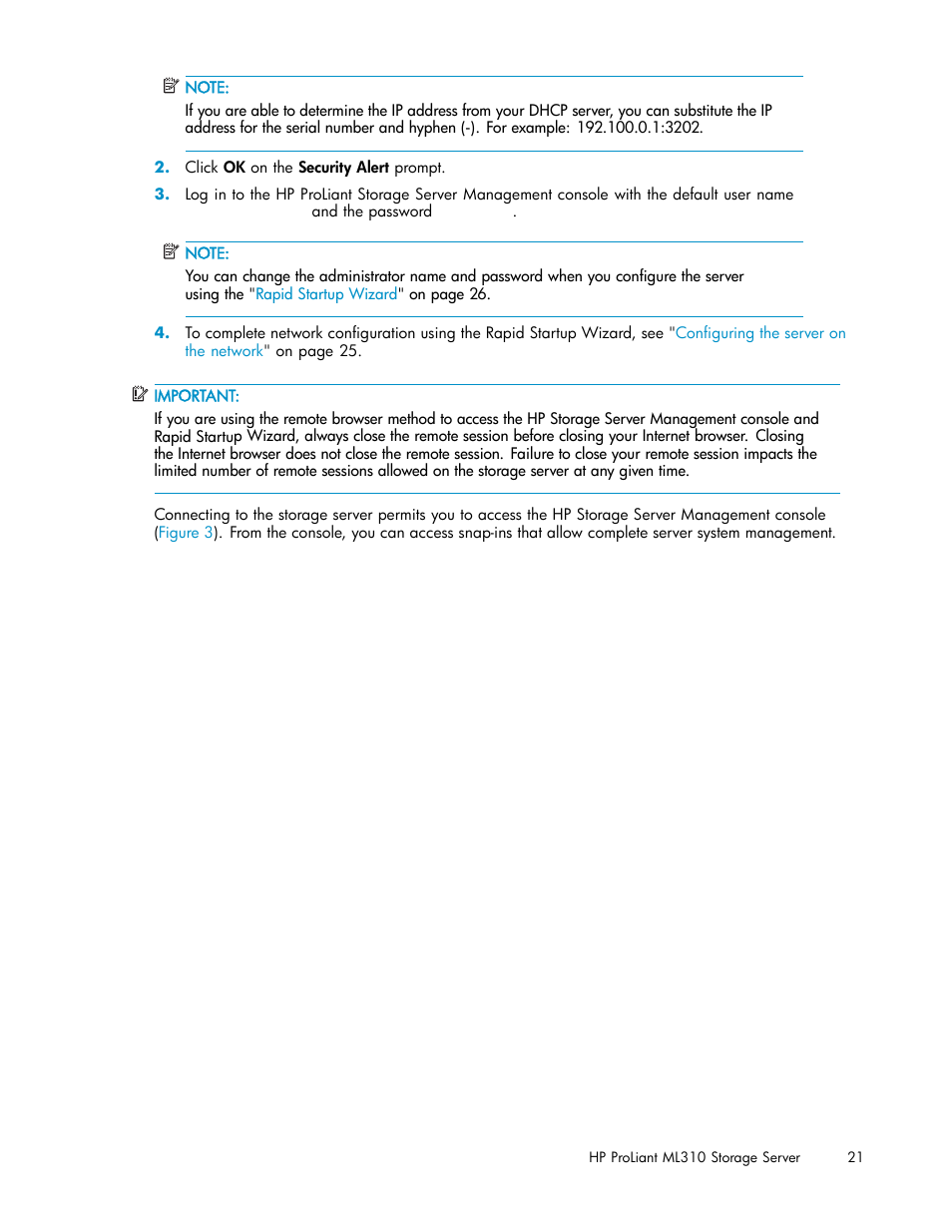 HP ProLiant ML310 G3 Storage Server User Manual | Page 21 / 119