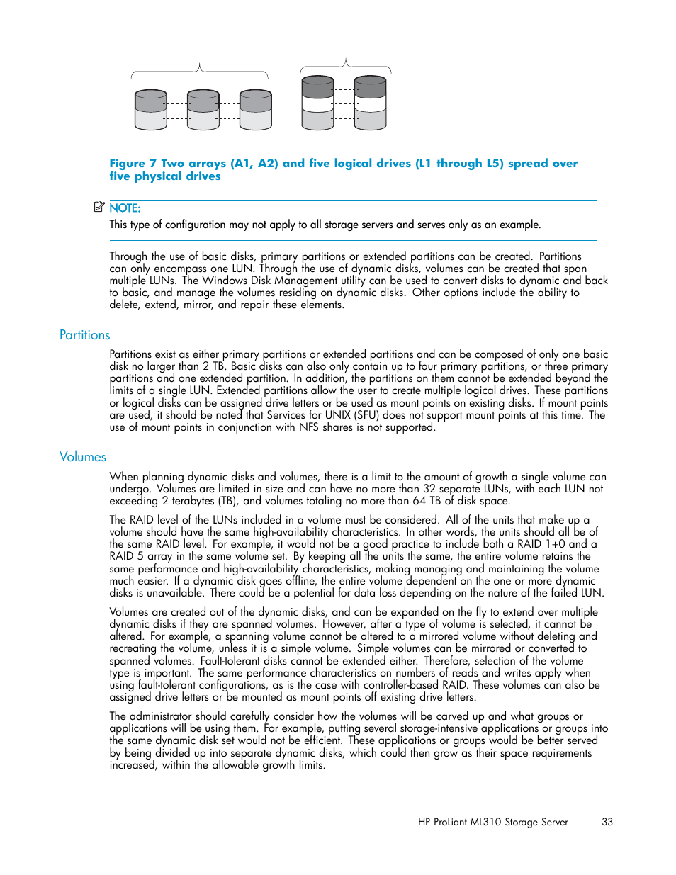 Partitions, Volumes | HP ProLiant ML310 G3 Storage Server User Manual | Page 33 / 119