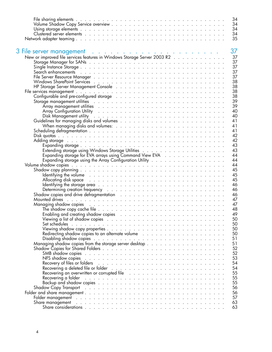 3 file server management | HP ProLiant ML310 G3 Storage Server User Manual | Page 4 / 119