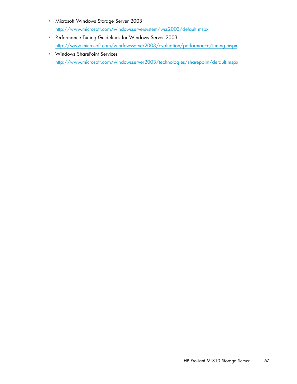 HP ProLiant ML310 G3 Storage Server User Manual | Page 67 / 119