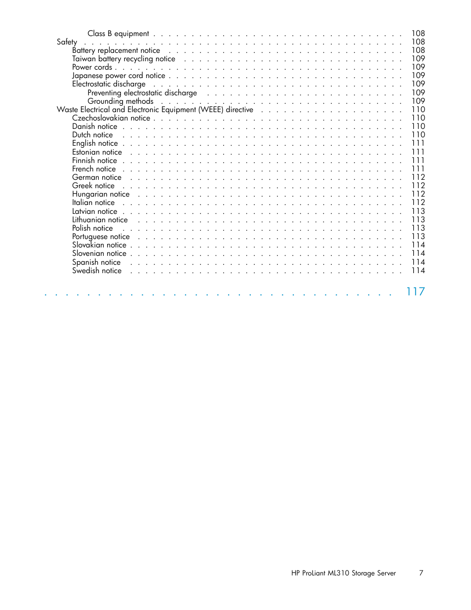 HP ProLiant ML310 G3 Storage Server User Manual | Page 7 / 119