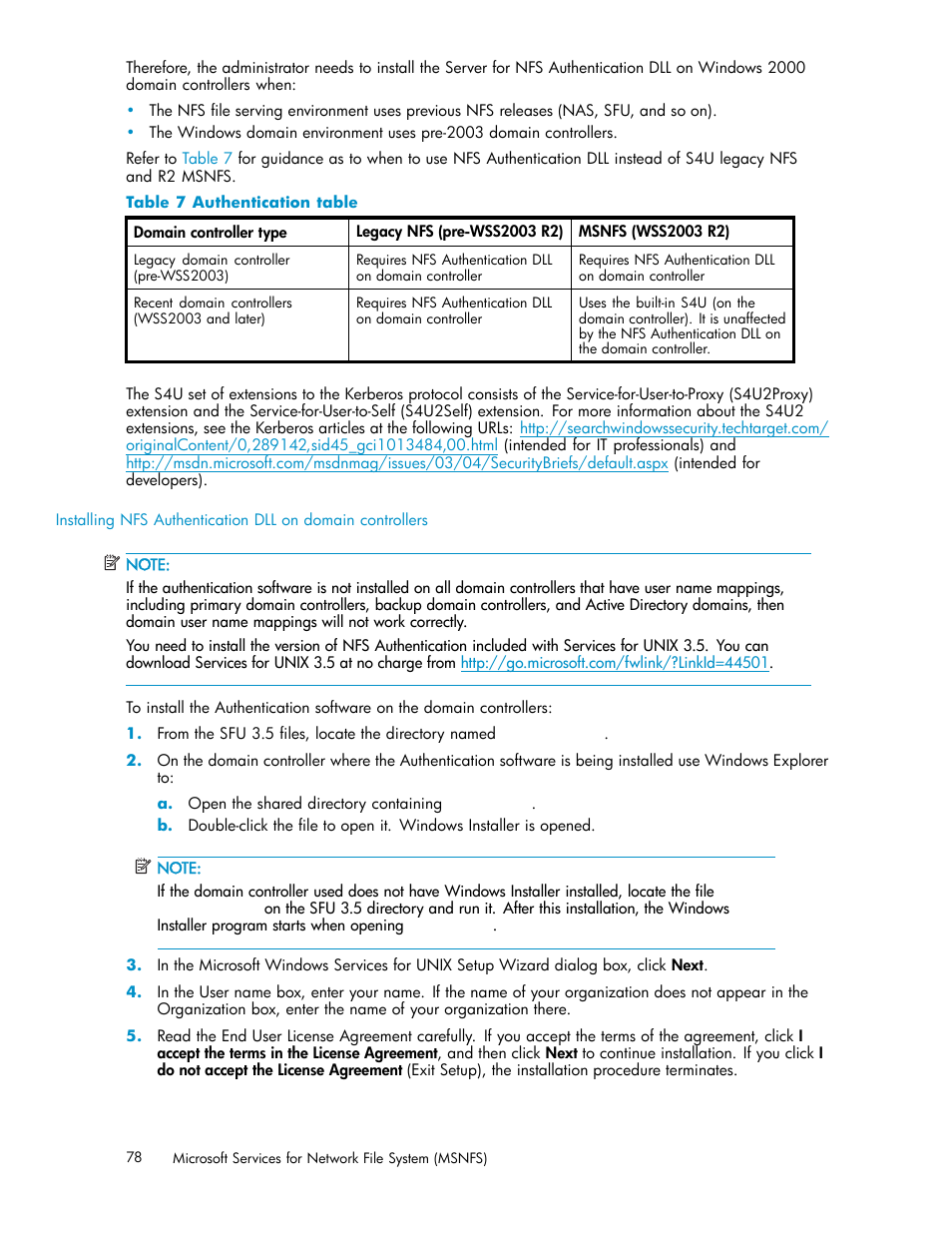 Authentication table | HP ProLiant ML310 G3 Storage Server User Manual | Page 78 / 119