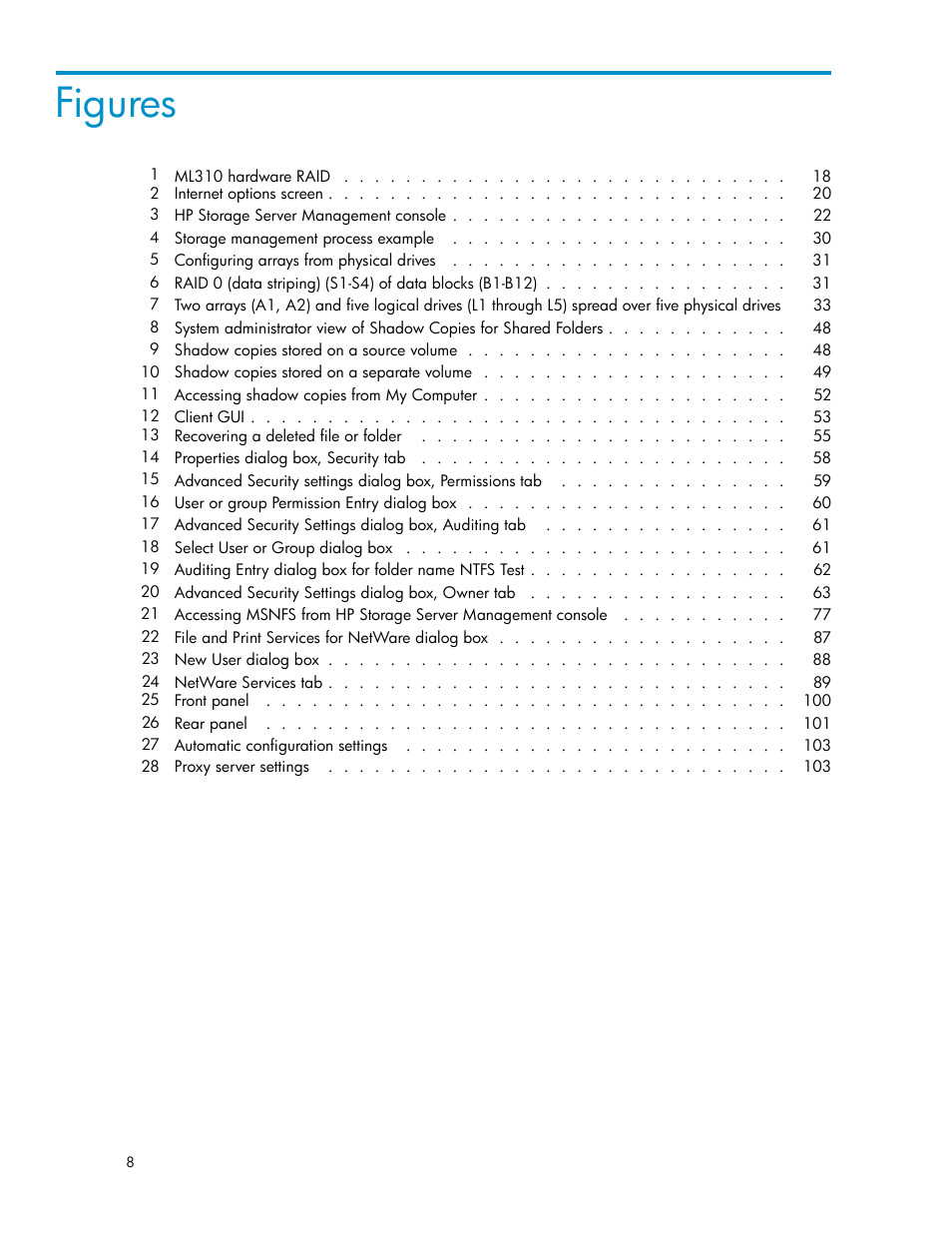 Figures | HP ProLiant ML310 G3 Storage Server User Manual | Page 8 / 119