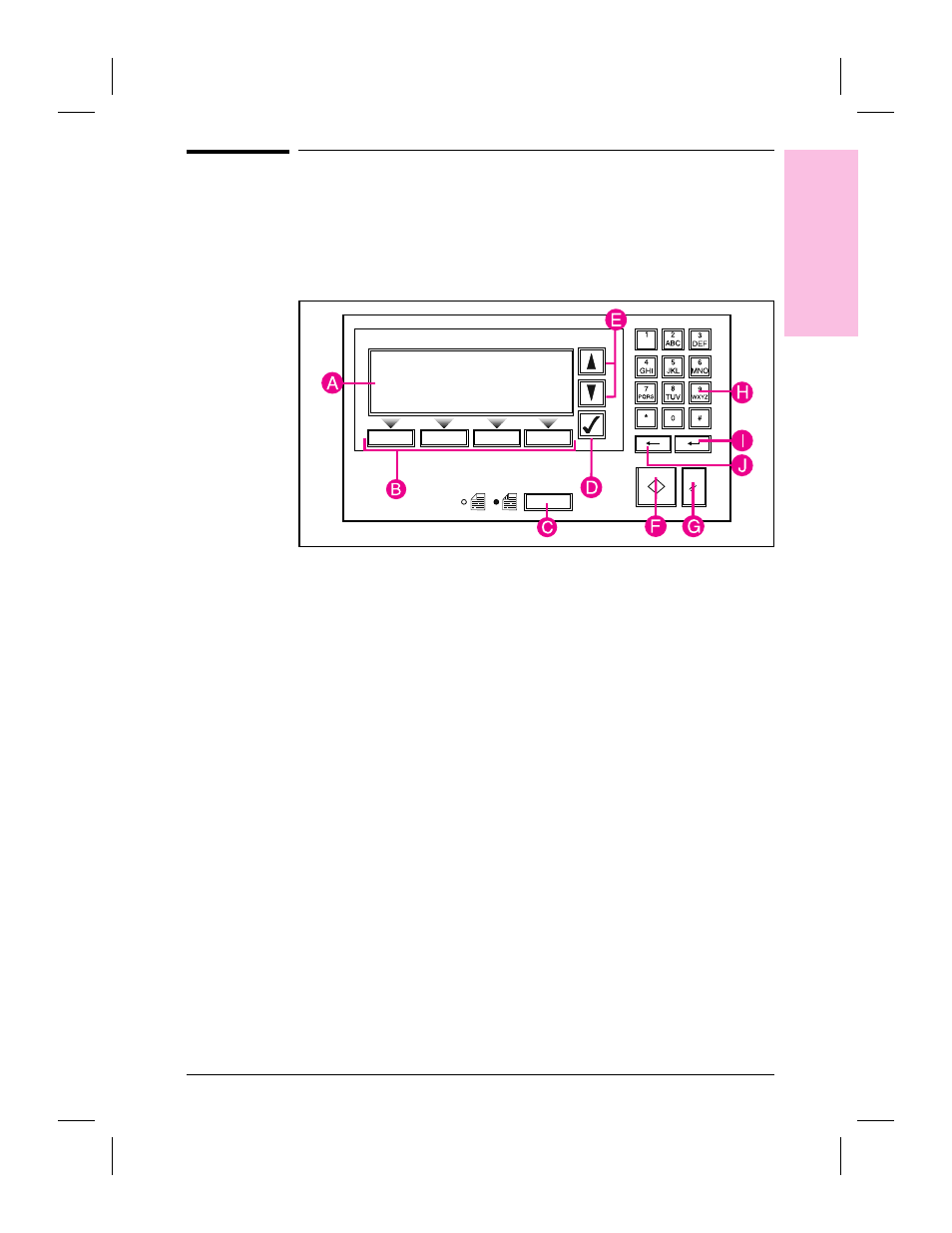 Using the scanner control panel 15, Abort key, scanner control panel 15, 24, Scroll 15, 24 | Backspace key 15, Control panel, scanner 15, 24, 28, 34, 100, 105, Selecting 15, 25, 28, Scanner control panel 15, Enter key, scanner control panel 15, Go key, scanner control panel 15, Control panel 15, 24 | HP Network Scanjet 5 Scanner series User Manual | Page 15 / 140