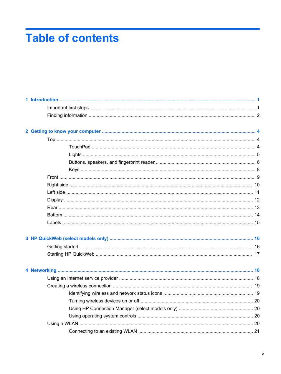 HP Pavilion dv7-6c73ca Entertainment Notebook PC User Manual | Page 5 / 117