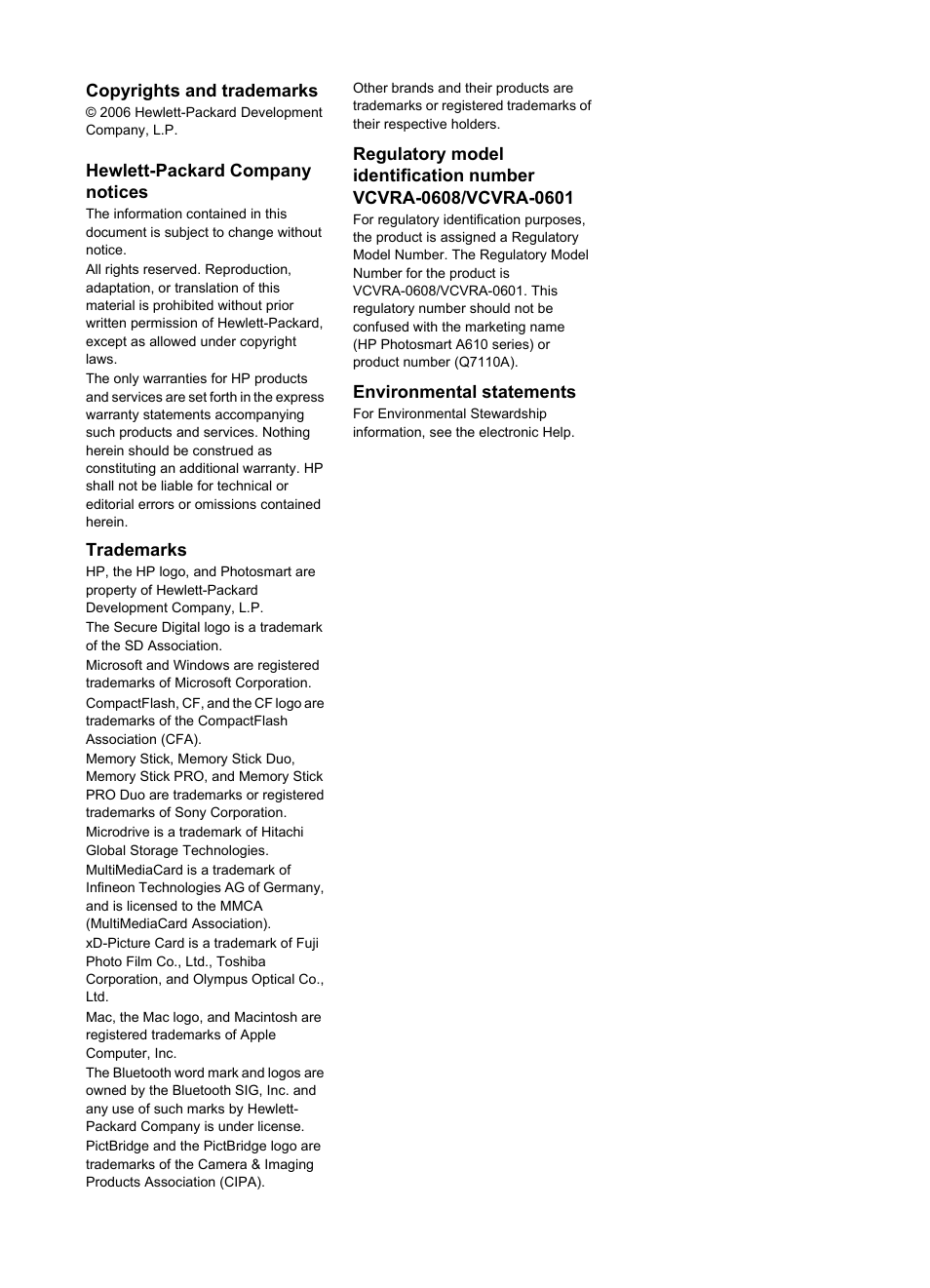 HP Photosmart A617 Compact Photo Printer User Manual | Page 3 / 70