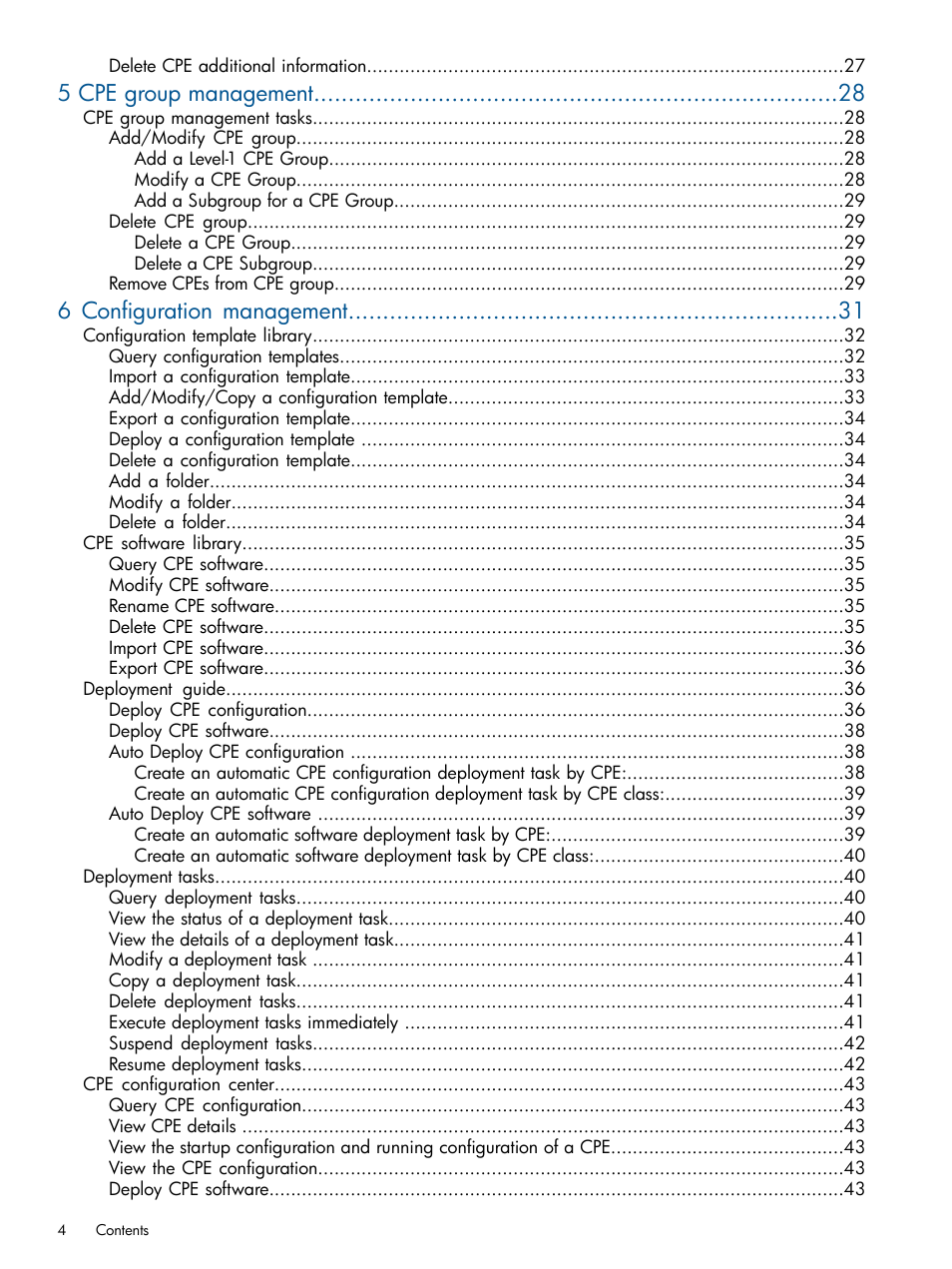 5 cpe group management, 6 configuration management | HP IMC Branch Intelligent Management Software User Manual | Page 4 / 69