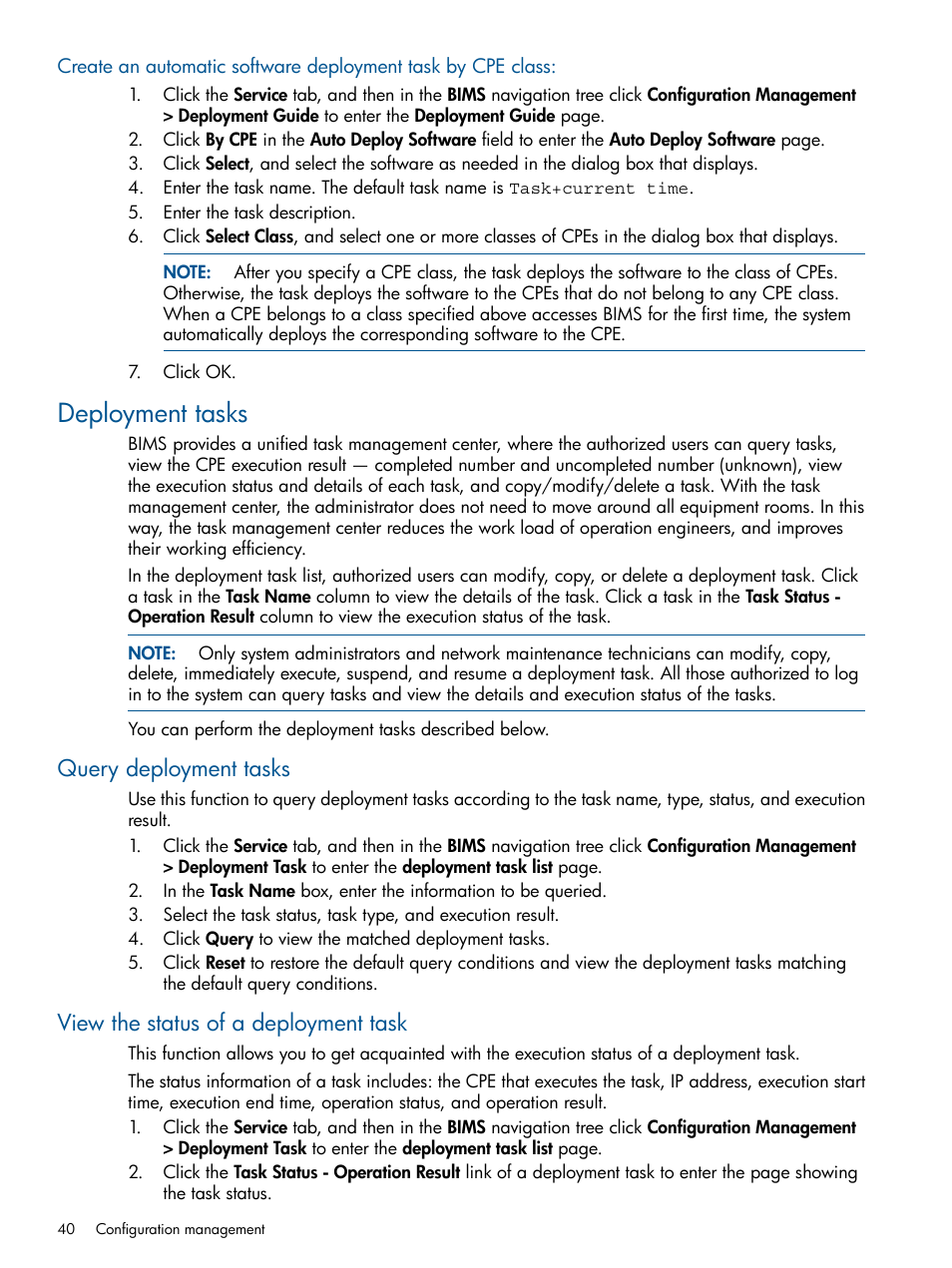 Deployment tasks, Query deployment tasks, View the status of a deployment task | HP IMC Branch Intelligent Management Software User Manual | Page 40 / 69
