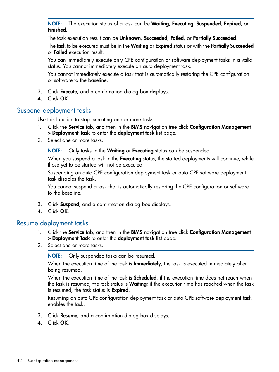 Suspend deployment tasks, Resume deployment tasks, Suspend deployment tasks resume deployment tasks | HP IMC Branch Intelligent Management Software User Manual | Page 42 / 69