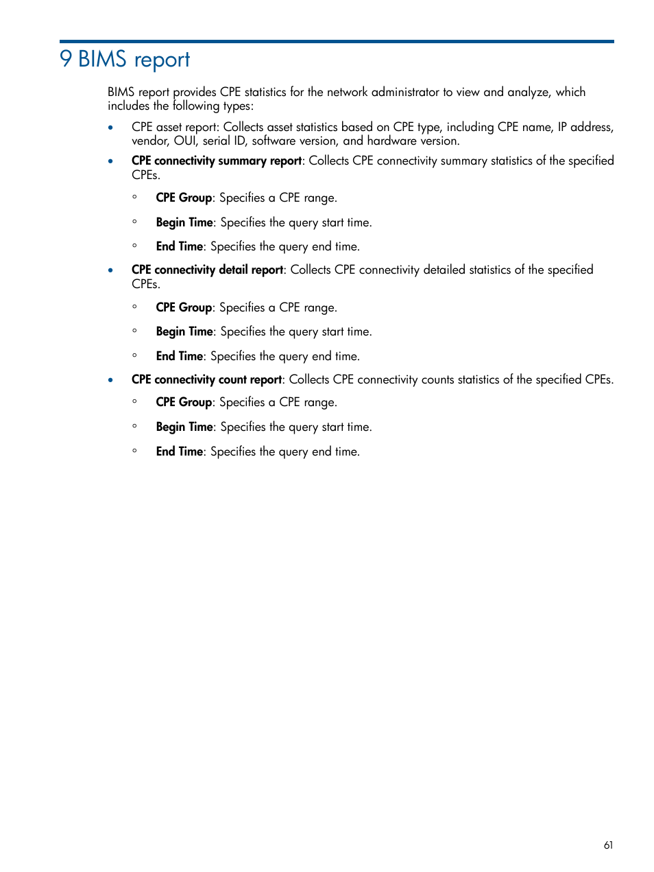 9 bims report | HP IMC Branch Intelligent Management Software User Manual | Page 61 / 69