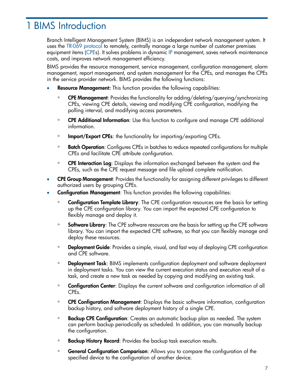 1 bims introduction | HP IMC Branch Intelligent Management Software User Manual | Page 7 / 69