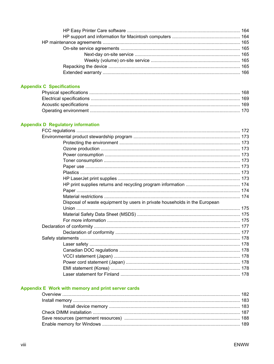 HP LaserJet P3005 Printer series User Manual | Page 10 / 218