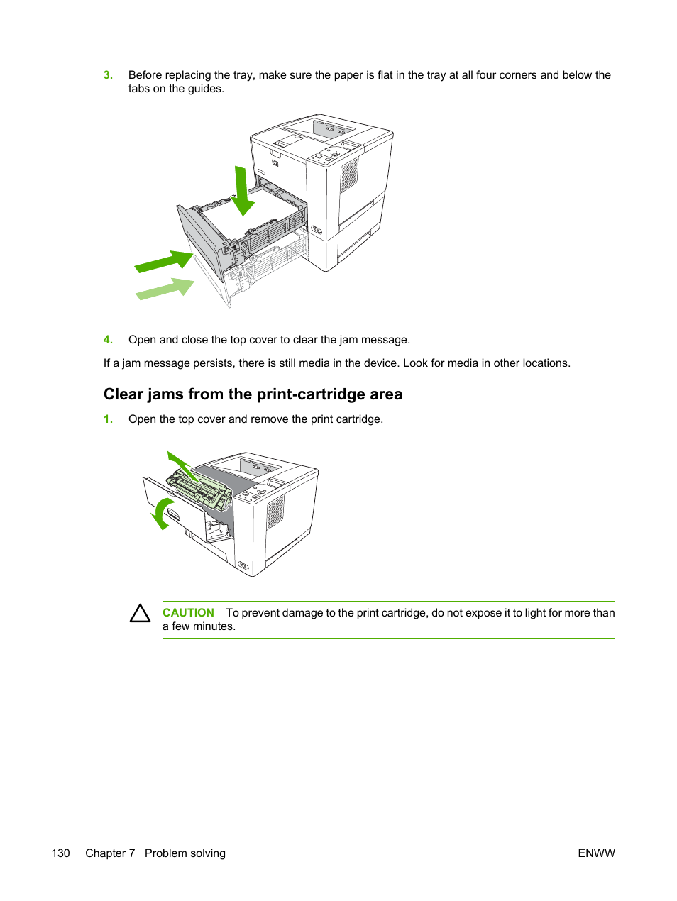 Clear jams from the print-cartridge area | HP LaserJet P3005 Printer series User Manual | Page 142 / 218