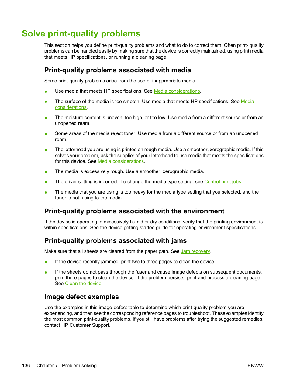 Solve print-quality problems, Print-quality problems associated with media, Print-quality problems associated with jams | Image defect examples, Solve print, Quality problems, Solve print-quality, Problems | HP LaserJet P3005 Printer series User Manual | Page 148 / 218