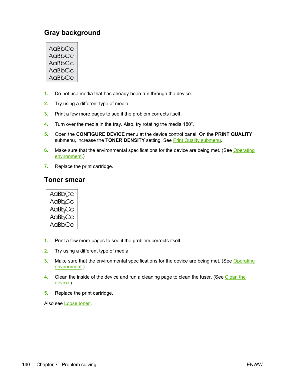 Gray background, Toner smear, Gray background toner smear | HP LaserJet P3005 Printer series User Manual | Page 152 / 218