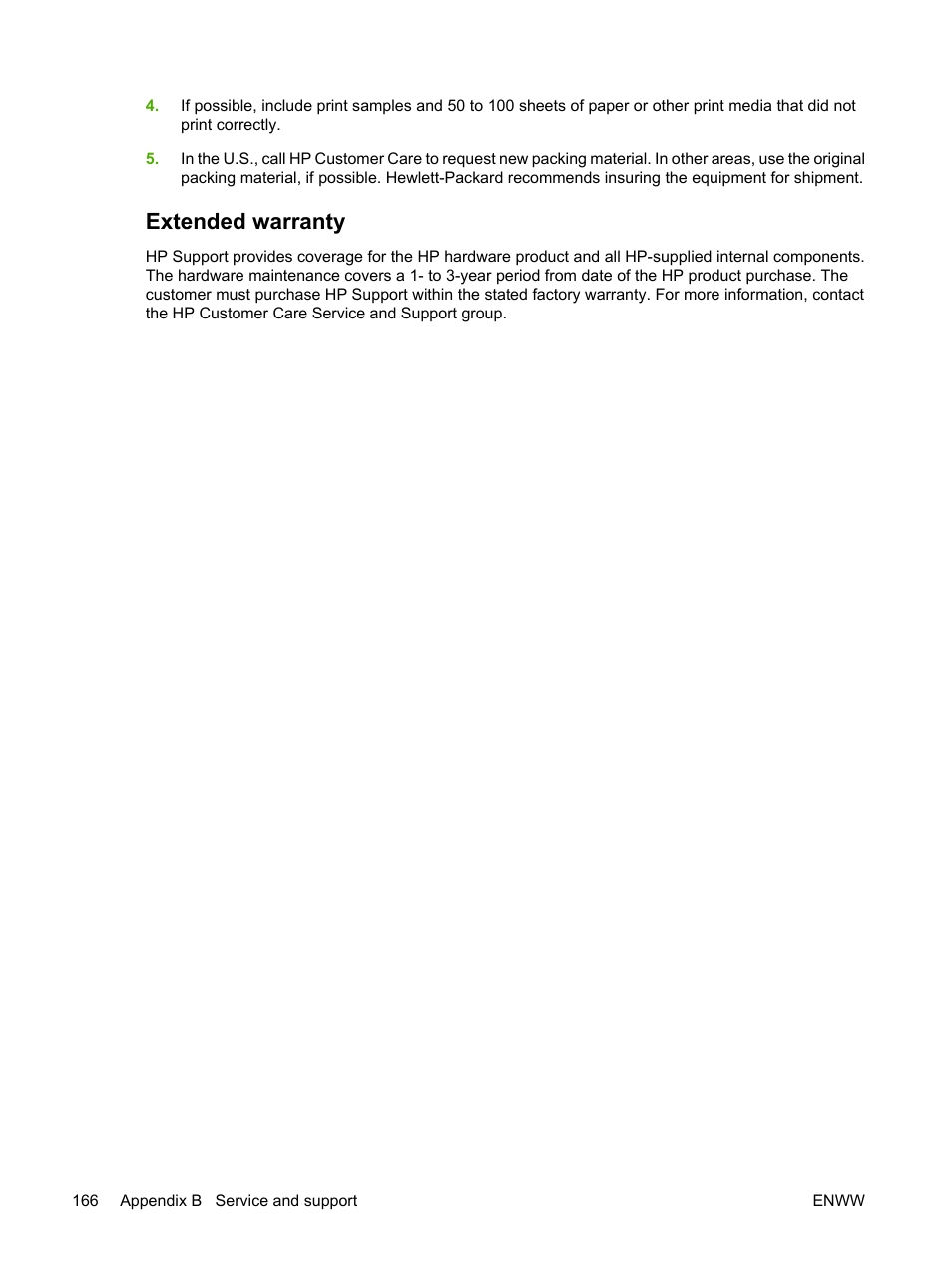 Extended warranty | HP LaserJet P3005 Printer series User Manual | Page 178 / 218