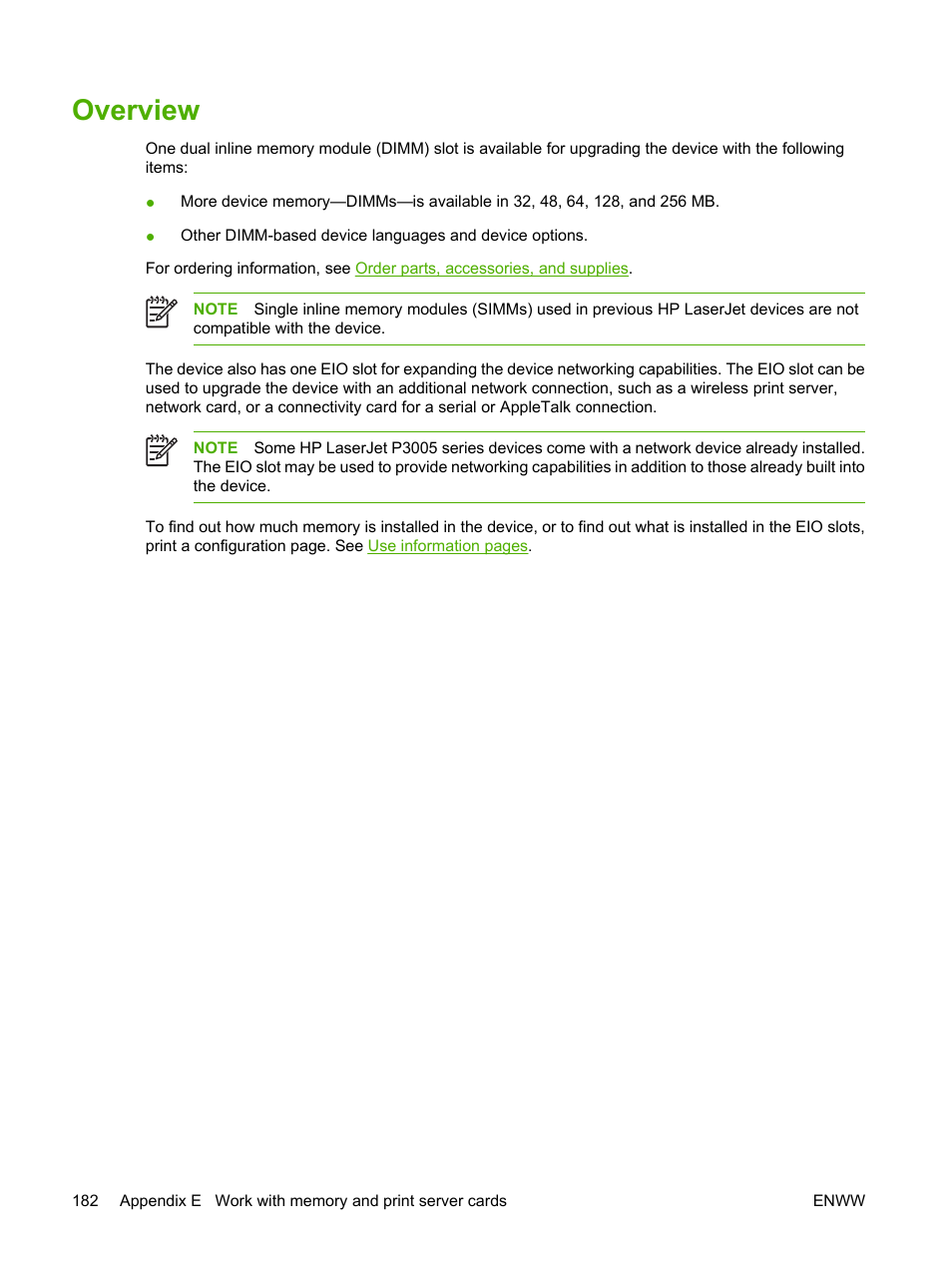 Overview | HP LaserJet P3005 Printer series User Manual | Page 194 / 218