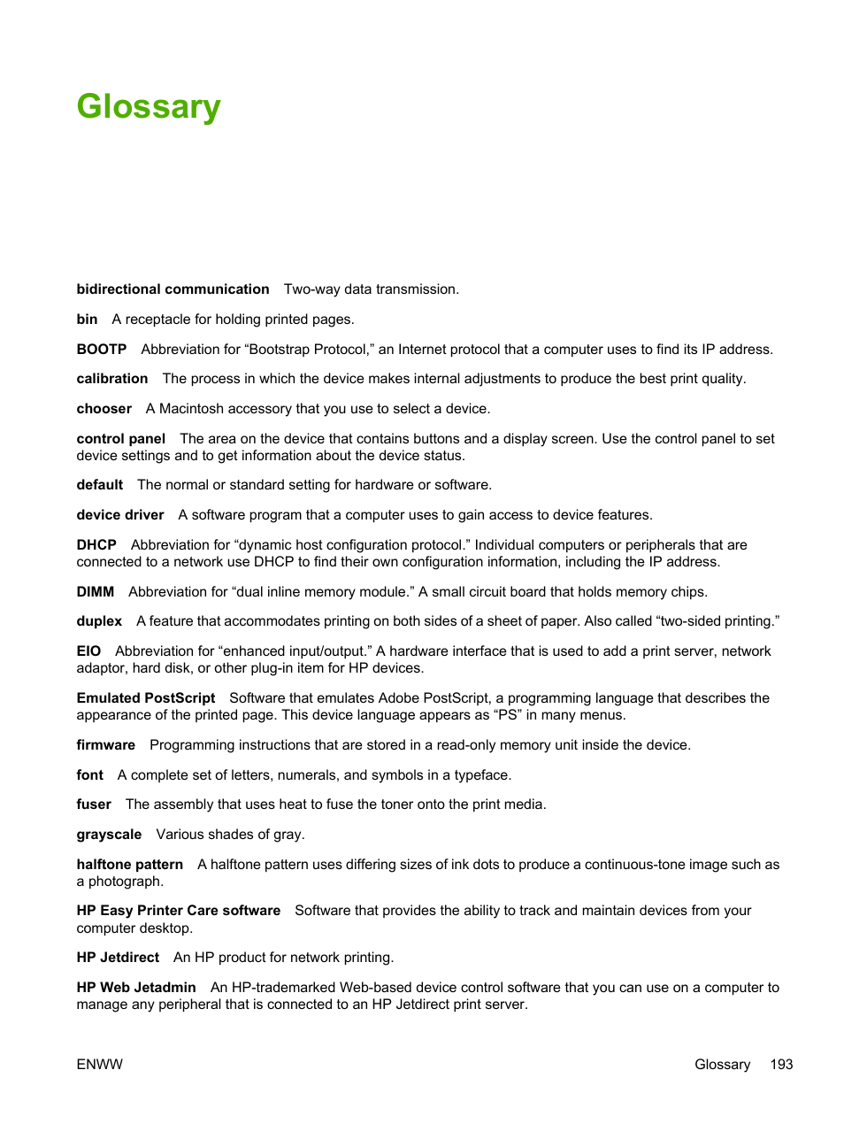 Glossary | HP LaserJet P3005 Printer series User Manual | Page 205 / 218