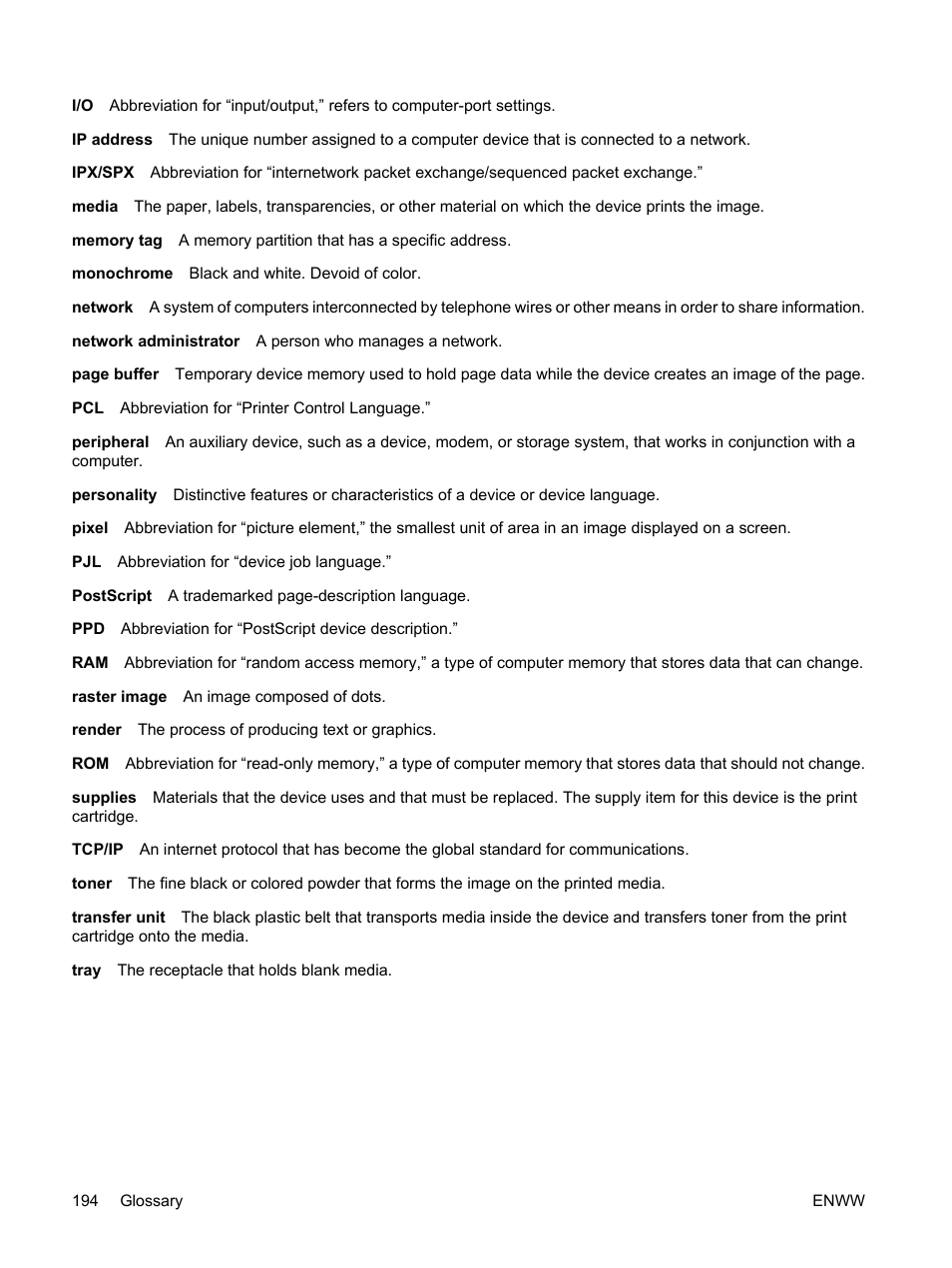 HP LaserJet P3005 Printer series User Manual | Page 206 / 218