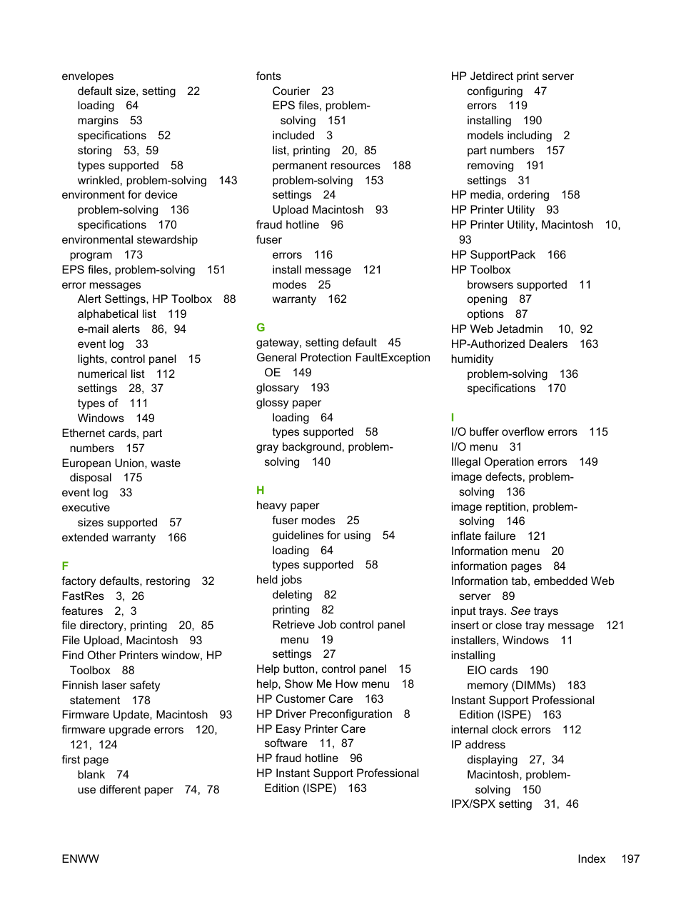 HP LaserJet P3005 Printer series User Manual | Page 209 / 218