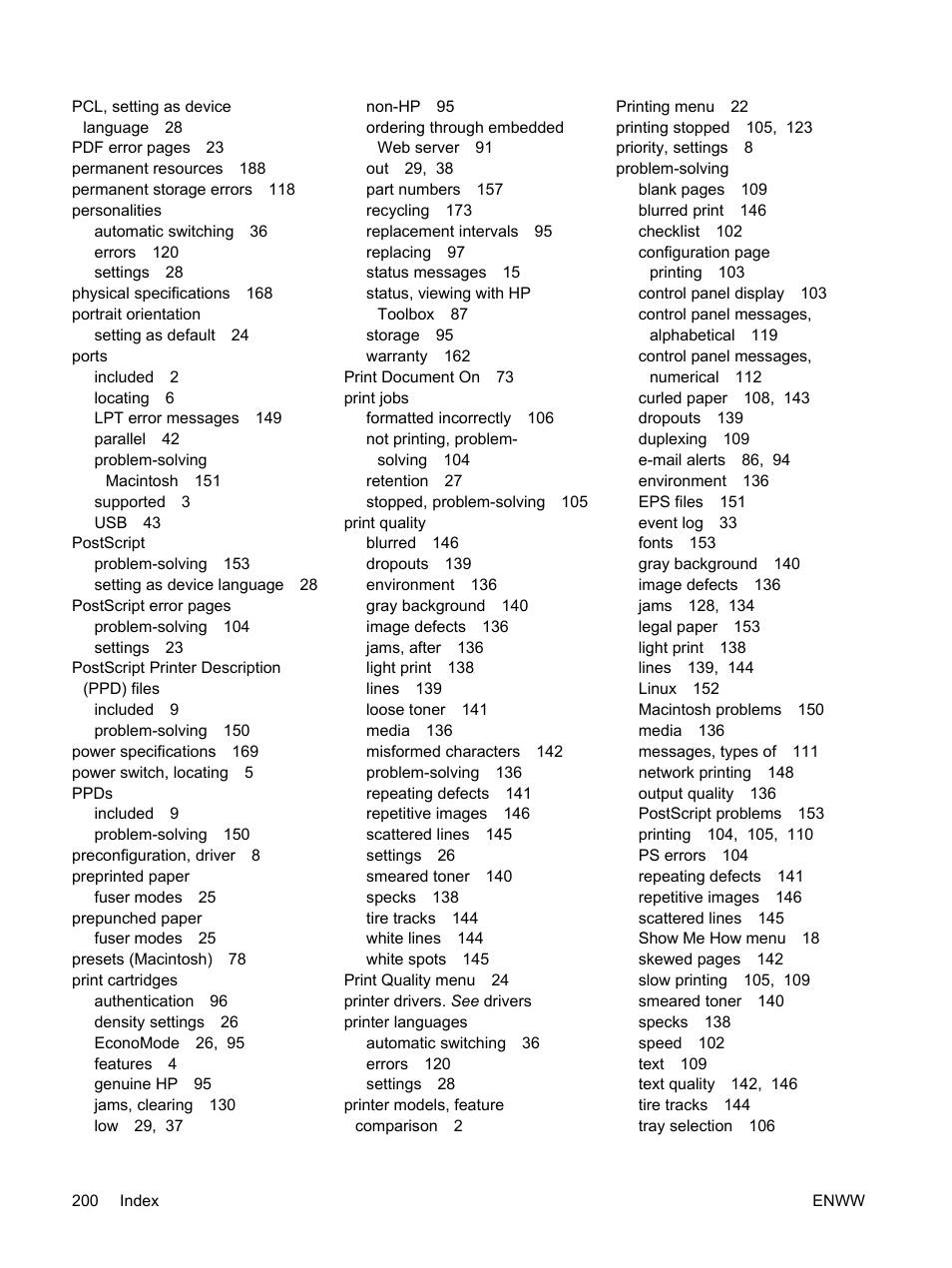 HP LaserJet P3005 Printer series User Manual | Page 212 / 218