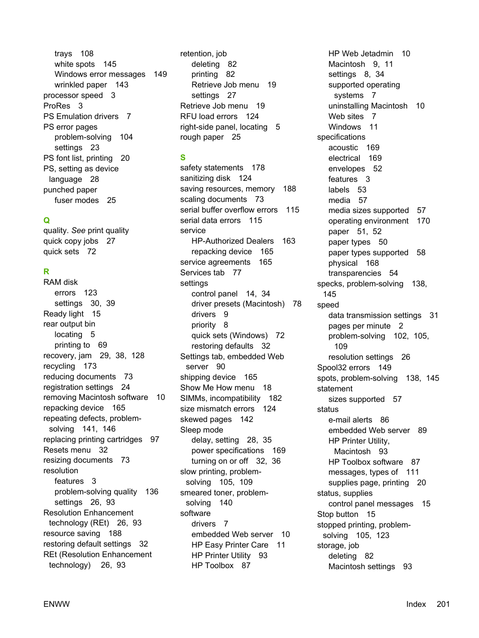 HP LaserJet P3005 Printer series User Manual | Page 213 / 218