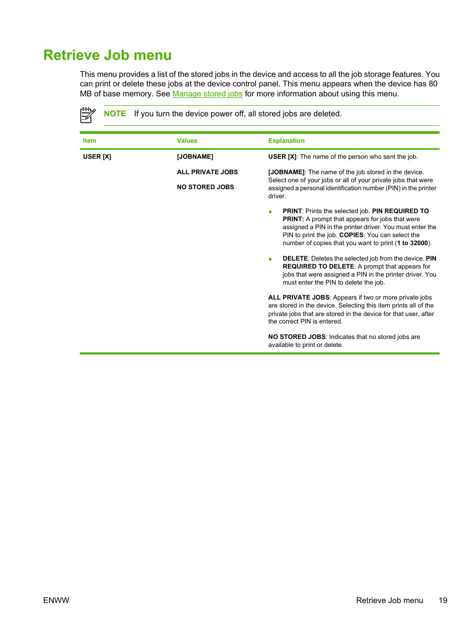 Retrieve job menu | HP LaserJet P3005 Printer series User Manual | Page 31 / 218