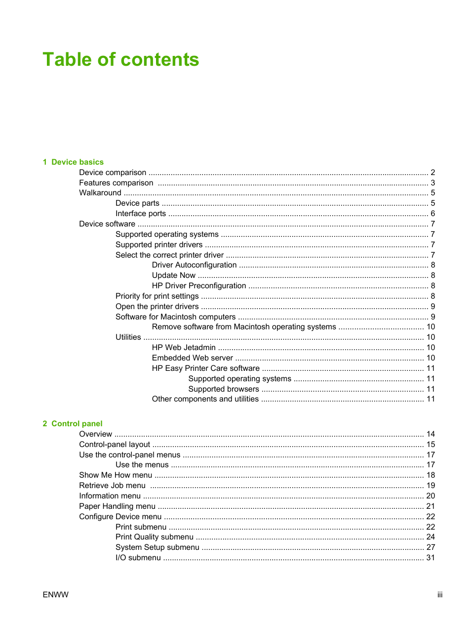 HP LaserJet P3005 Printer series User Manual | Page 5 / 218