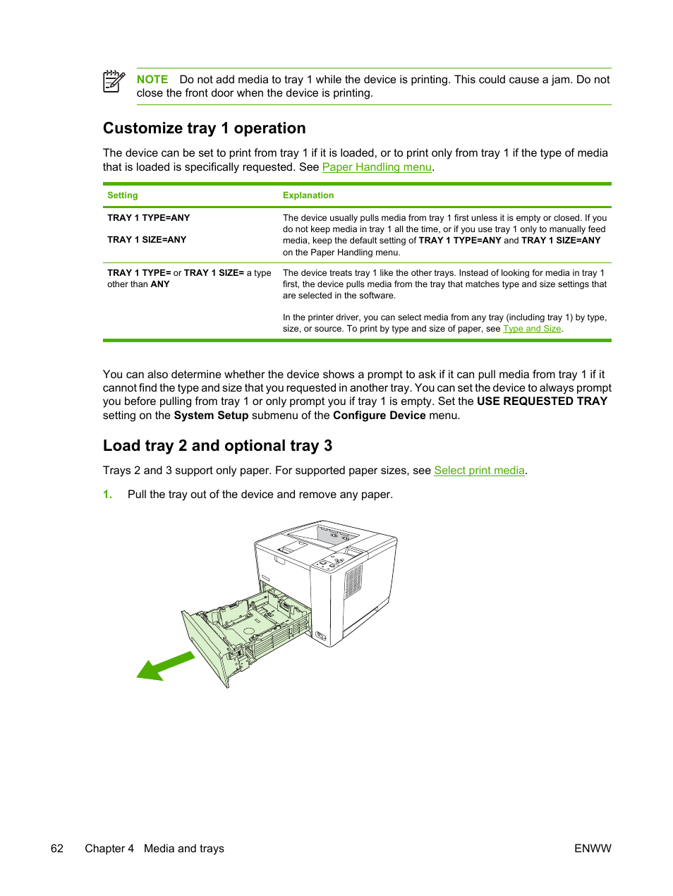 Customize tray 1 operation, Load tray 2 and optional tray 3 | HP LaserJet P3005 Printer series User Manual | Page 74 / 218