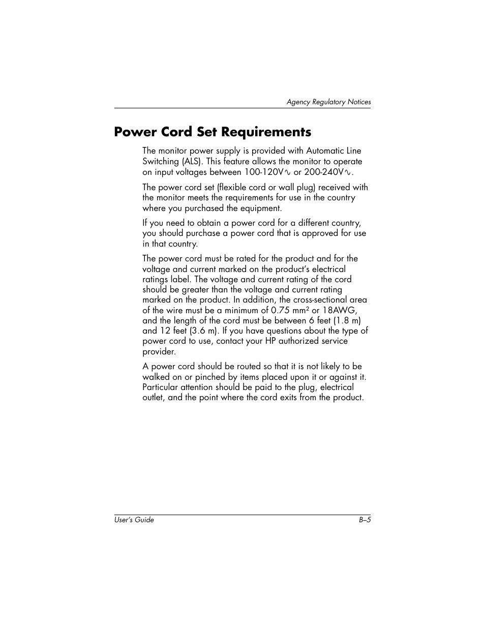 Power cord set requirements | HP f2304 23-inch High Def LCD Monitor User Manual | Page 51 / 56