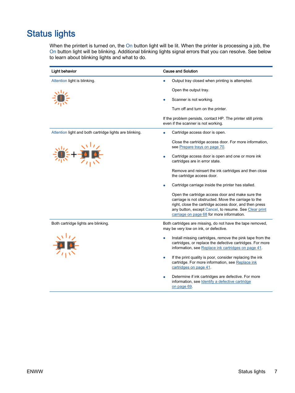 Status lights | HP Deskjet 2540 All-in-One Printer User Manual | Page 11 / 102