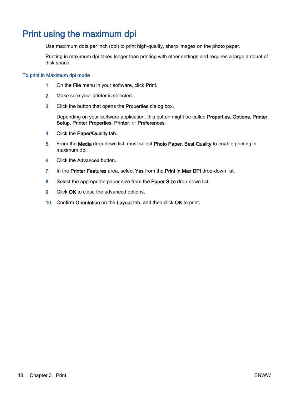 Print using the maximum dpi | HP Deskjet 2540 All-in-One Printer User Manual | Page 22 / 102