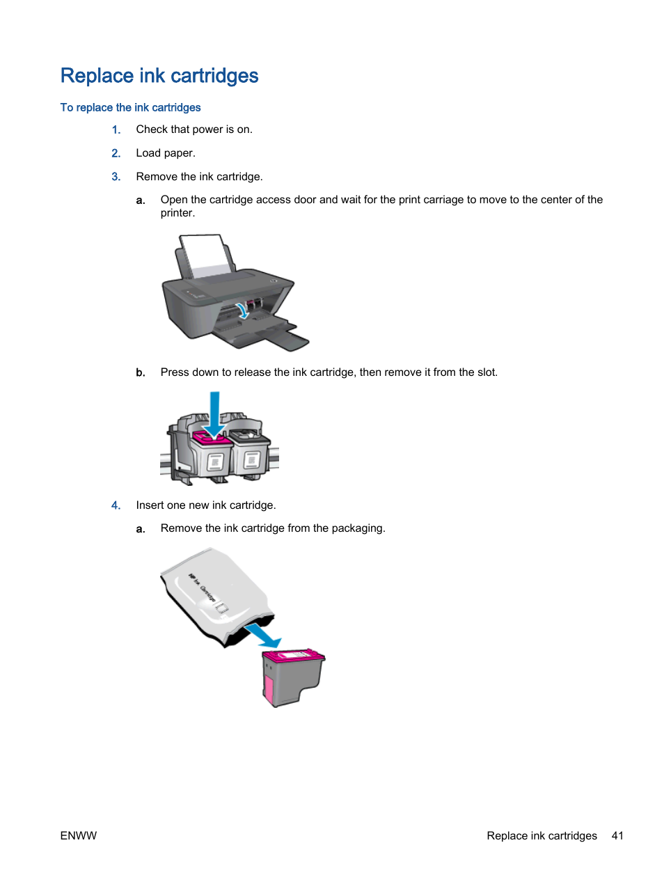 Replace ink cartridges, N, see, Replace ink | Replace | HP Deskjet 2540 All-in-One Printer User Manual | Page 45 / 102