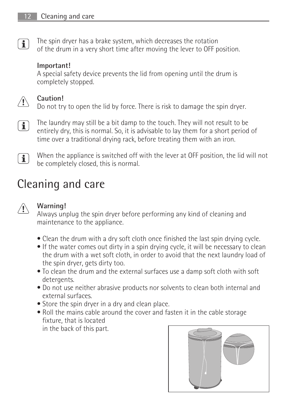 Cleaning and care | AEG SV5028 User Manual | Page 12 / 98