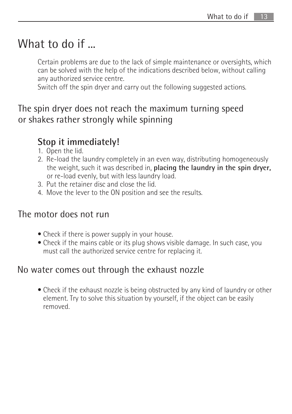 What to do if | AEG SV5028 User Manual | Page 13 / 98