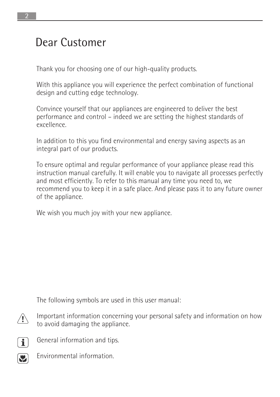 Dear customer | AEG SV5028 User Manual | Page 2 / 98