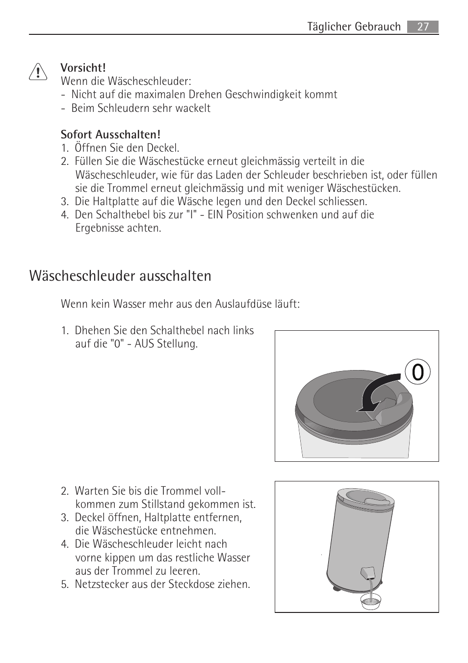 Wäscheschleuder ausschalten | AEG SV5028 User Manual | Page 27 / 98