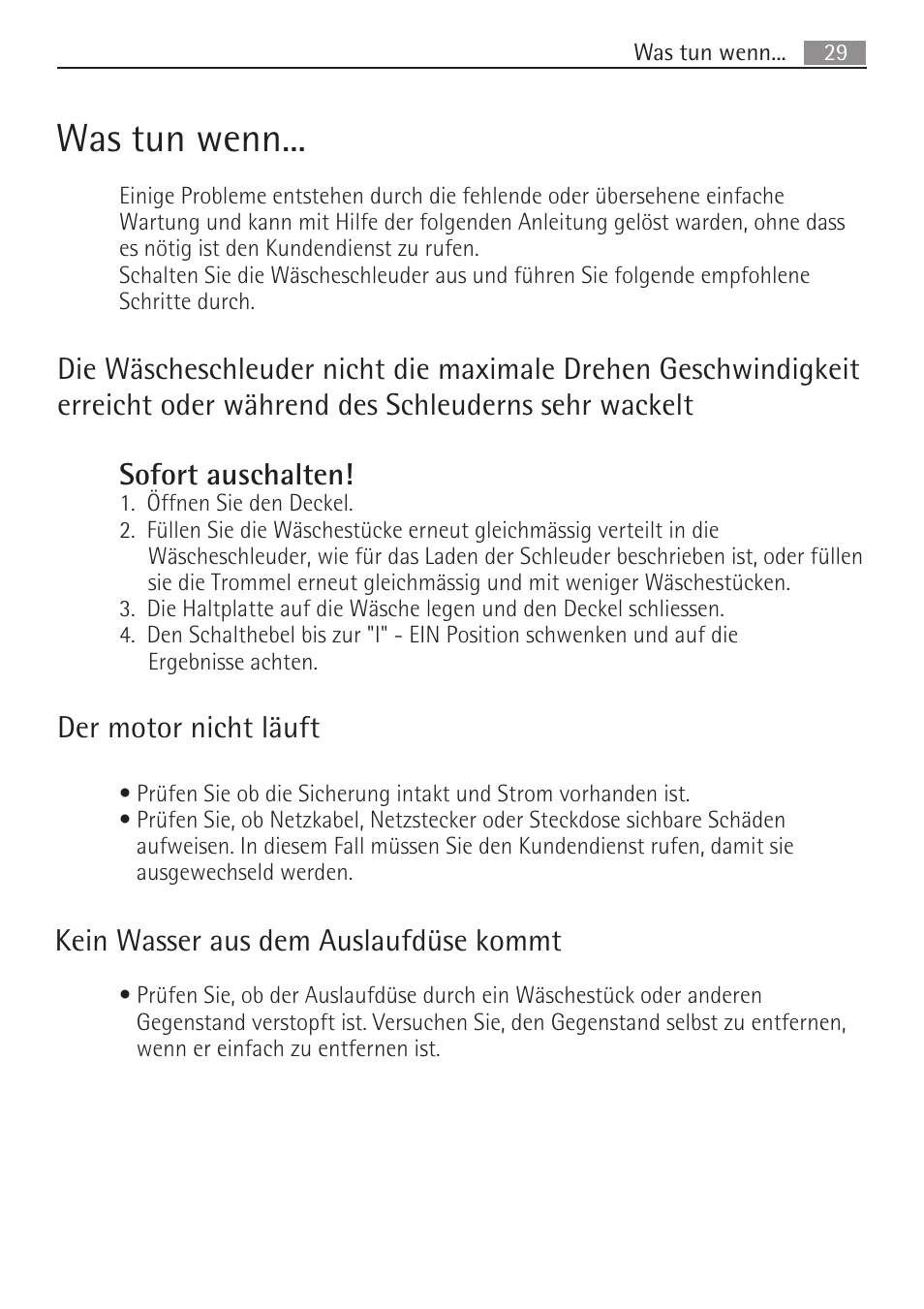 Was tun wenn | AEG SV5028 User Manual | Page 29 / 98