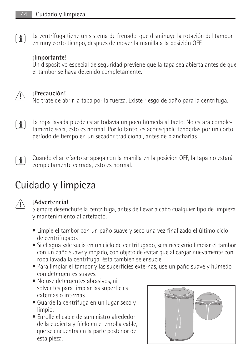 Cuidado y limpieza | AEG SV5028 User Manual | Page 44 / 98