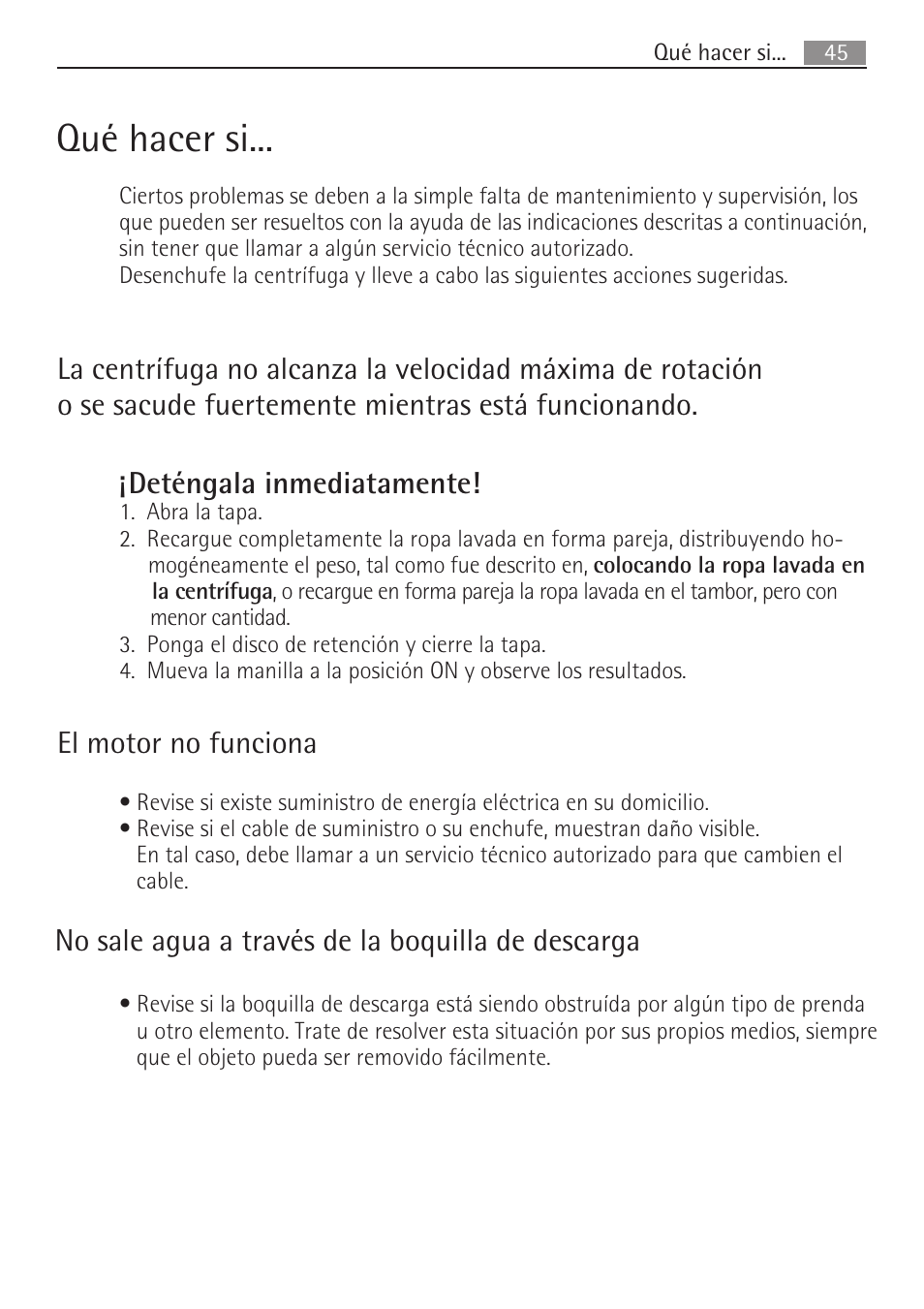 Qué hacer si | AEG SV5028 User Manual | Page 45 / 98