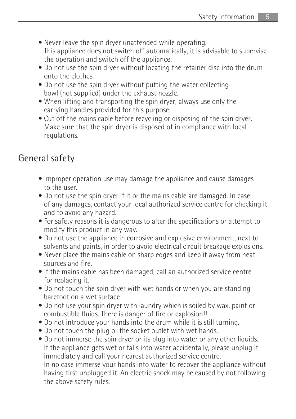 General safety | AEG SV5028 User Manual | Page 5 / 98