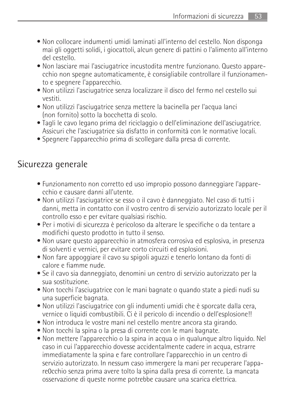 Sicurezza generale | AEG SV5028 User Manual | Page 53 / 98
