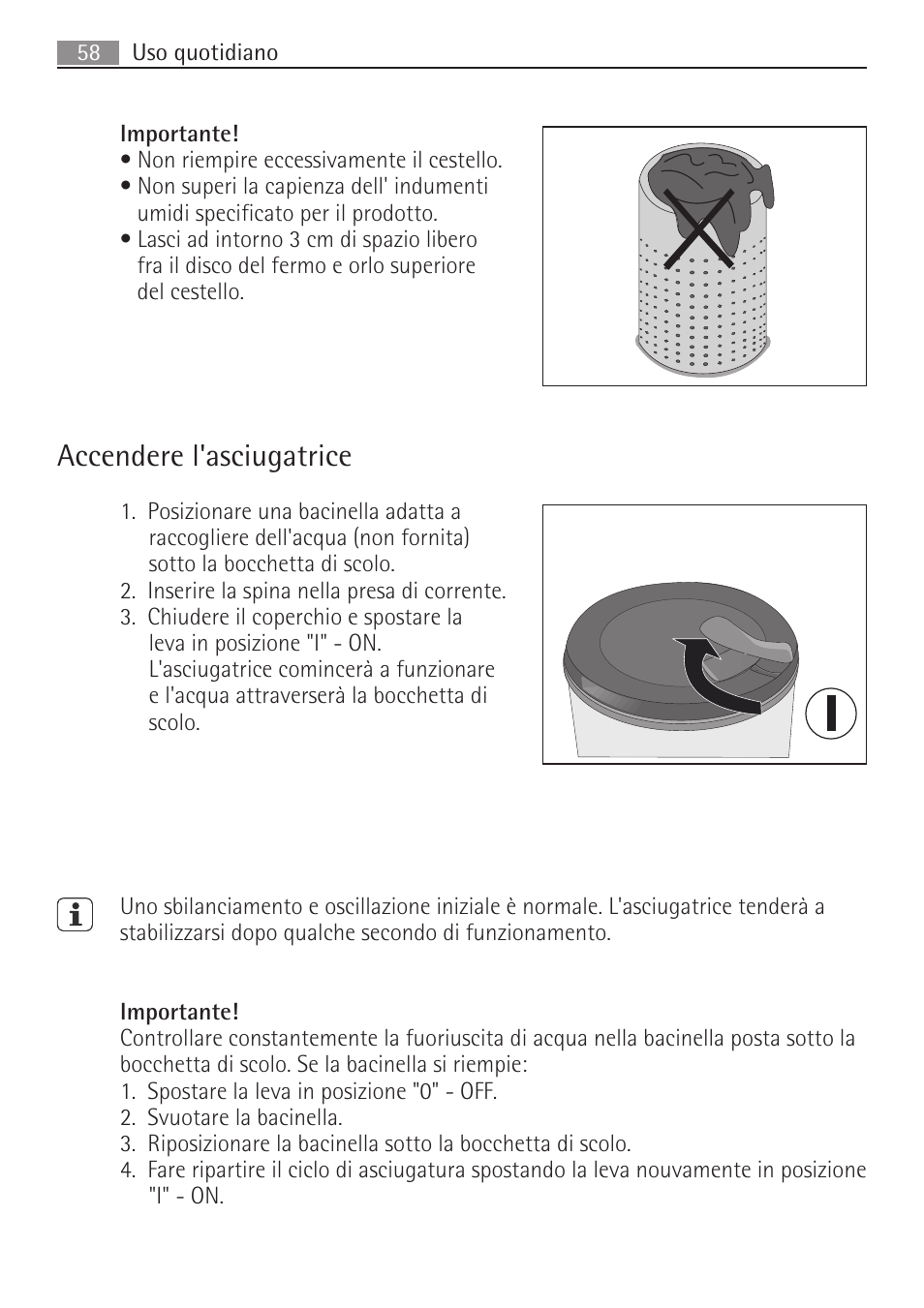 Accendere l'asciugatrice | AEG SV5028 User Manual | Page 58 / 98