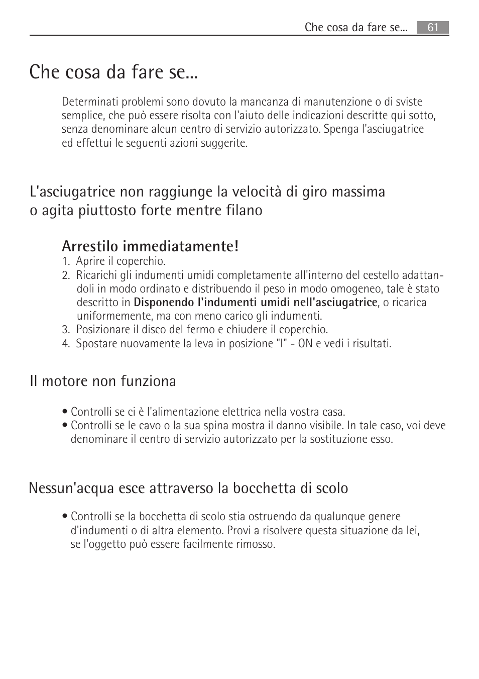 Che cosa da fare se | AEG SV5028 User Manual | Page 61 / 98