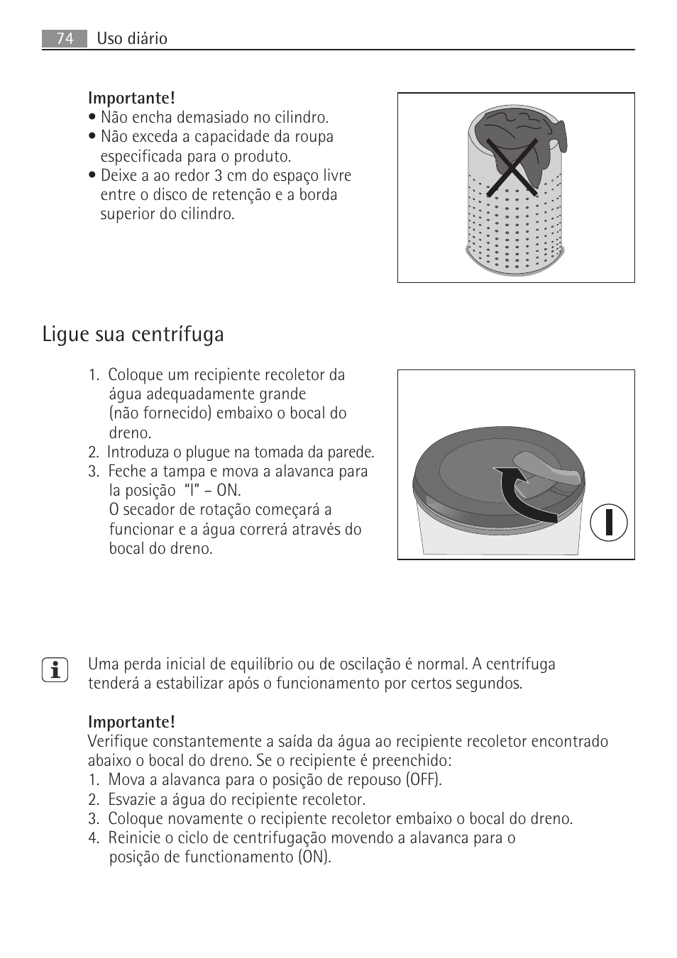 Ligue sua centrífuga | AEG SV5028 User Manual | Page 74 / 98