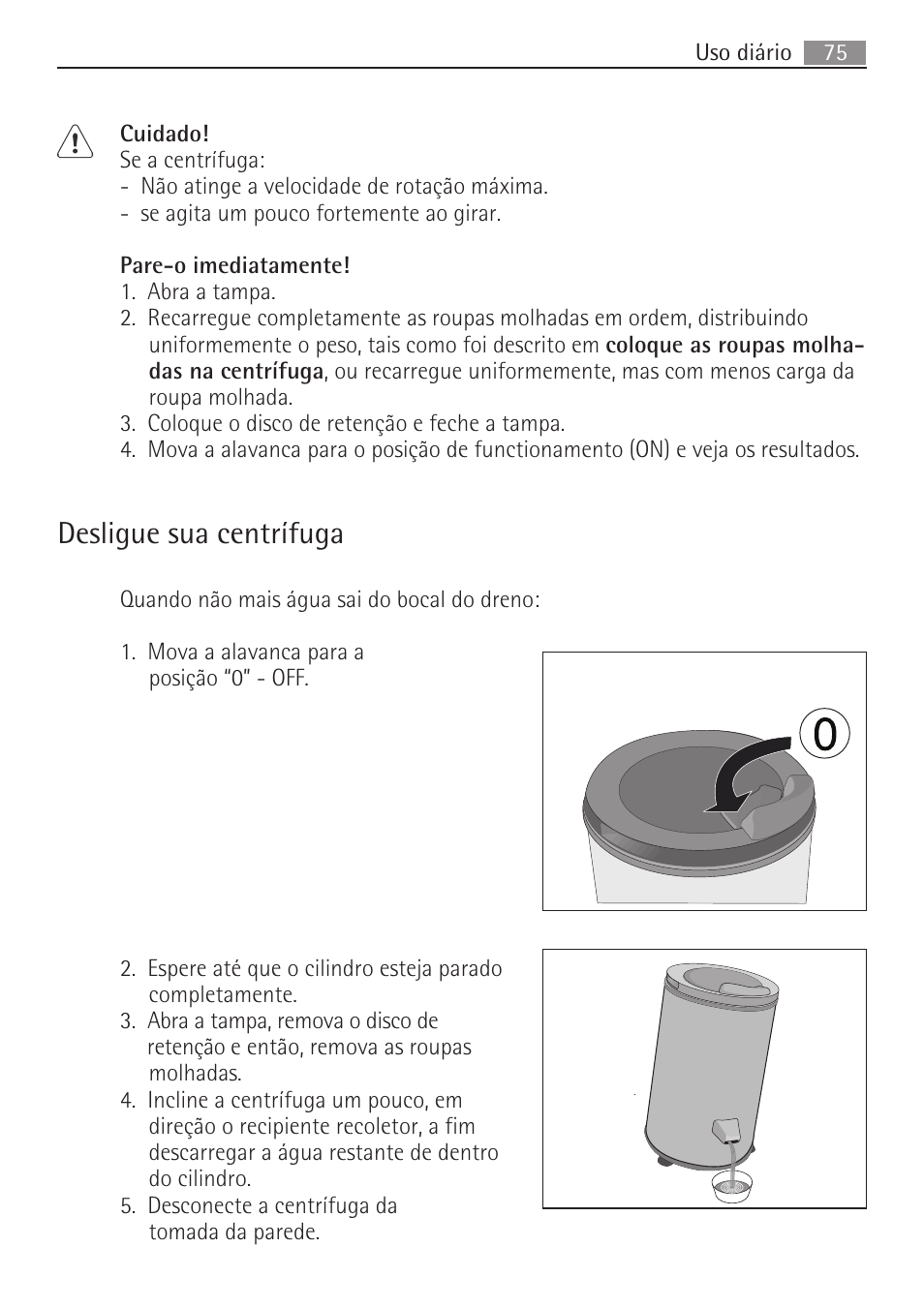 Desligue sua centrífuga | AEG SV5028 User Manual | Page 75 / 98